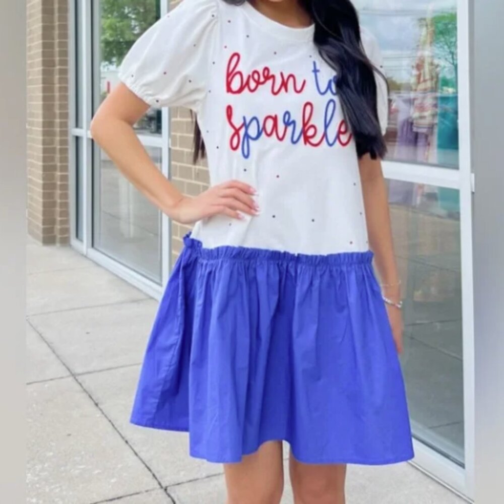 Red White and Blue 'Born to Sparkle' Dress | Size Large